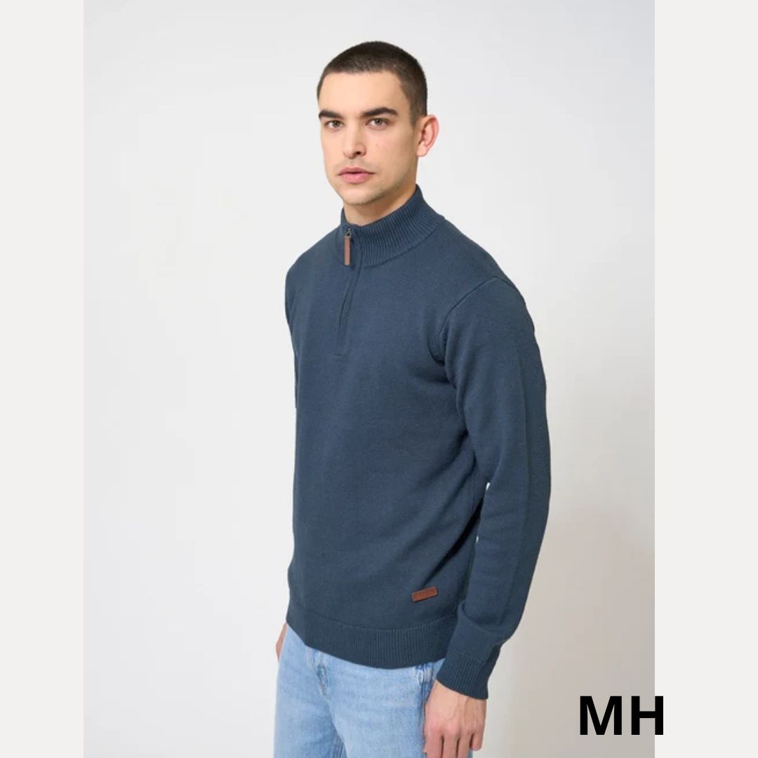 Jersey de punto con cuello subido y cremallera