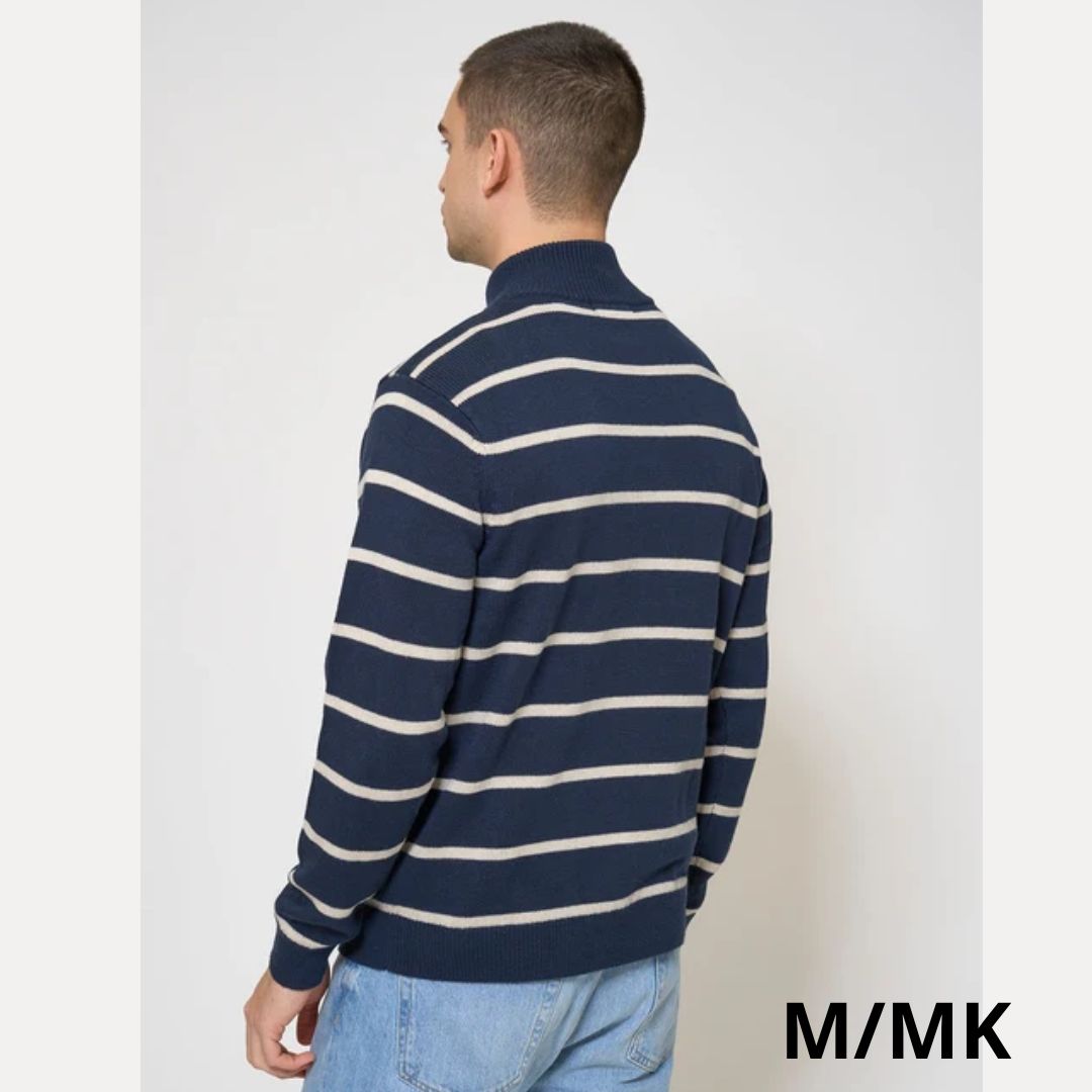 Jersey de punto de rayas con cuello subido y cremallera - Imagen 4