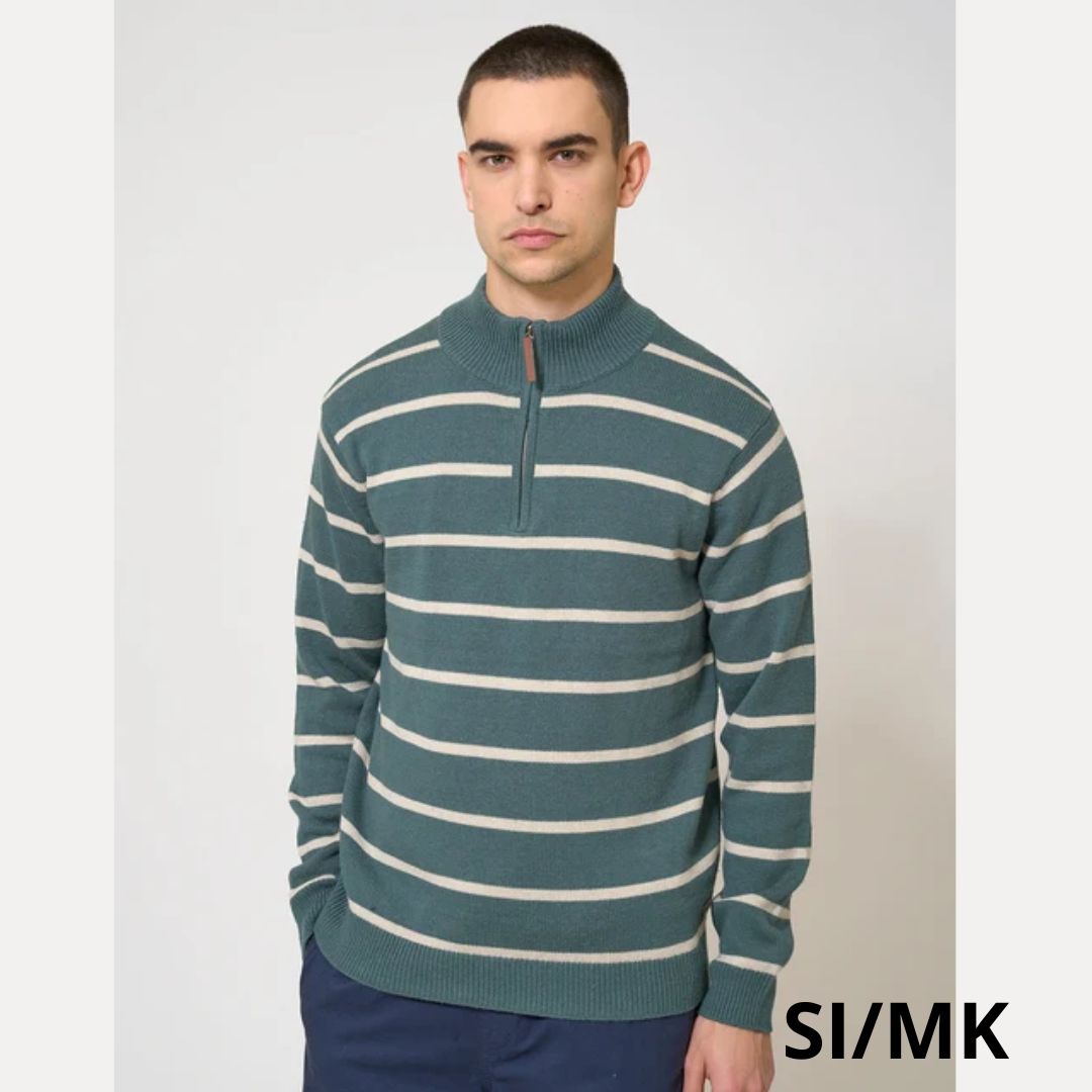Jersey de punto de rayas con cuello subido y cremallera - Imagen 2