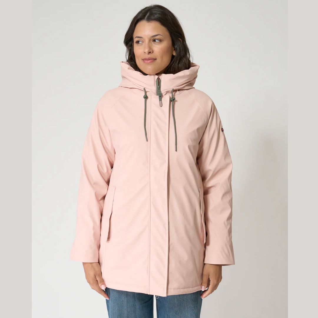 Chubasquero de mujer con forro acolchado a rayas