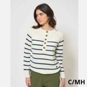 Jersey de punto con botones en el pecho de mujer