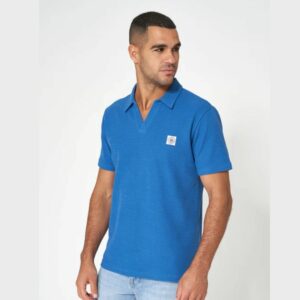 Polo de algodón jacquard con cuello abierto
